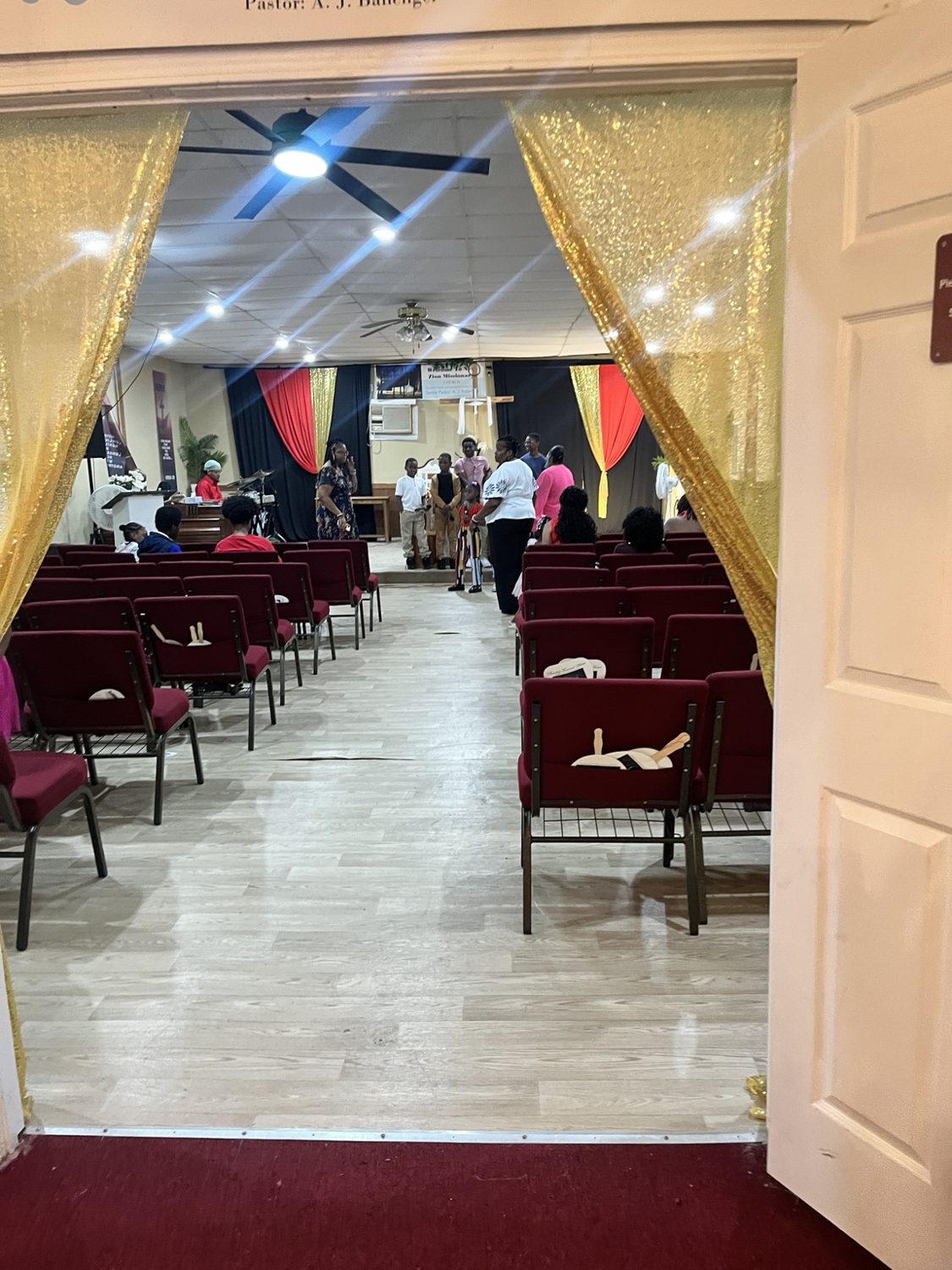 View into New Zion's sanctuary during worship